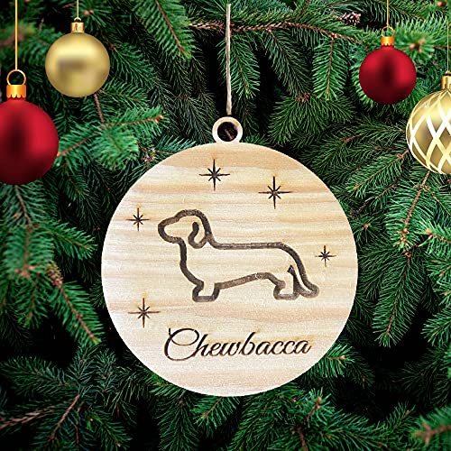 Personalisierte Dackel Hund Weihnachtsbaumschmuck Weihnachtsdeko Ornament Weihnachtsdeko aus Holz Weihnachtsbaum Deko Weihnachtsdekoration Ornament Holz Christbaumschmuck mit Hundnnamen von Pet-Jos