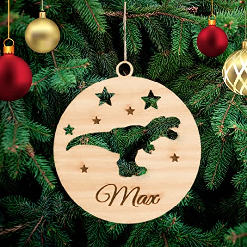 Personalisierte Dinosaurier Weihnachtsbaumschmuck Weihnachtsdeko Ornament Weihnachtsdeko aus Holz Weihnachtsbaum Deko Weihnachtsdekoration Ornament Holz Christbaumschmuck von Pet-Jos