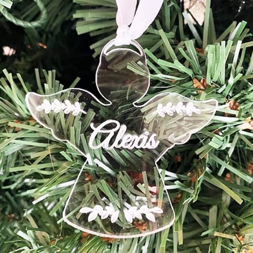 Personalisierte Engel Weihnachtsdekoration, Acryl Ornament, Weihnachtskugel Geschenkkarte Einsatz für Familie von Pet-Jos