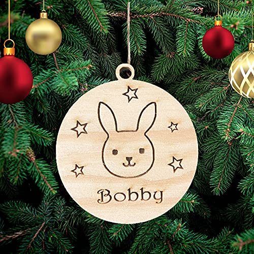 Personalisierte Hase Weihnachtsbaumschmuck Haustier Christbaumschmuck mit Hase Namen Weihnachtsdeko Ornament Weihnachtsdeko aus Holz Weihnachtsbaum Deko Weihnachtsdekoration Ornament Holz von Pet-Jos