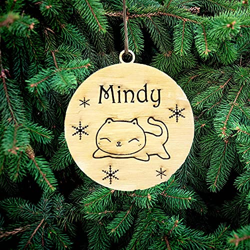 Personalisierte Katze Ornament Weihnachtsbaumschmuck Weihnachtsdeko Weihnachtsdeko aus Holz Weihnachtsbaum Deko Weihnachtsdekoration Ornament Holz Christbaumschmuck mit Katzennamen von Pet-Jos