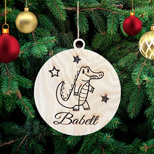 Personalisierte Krokodil Weihnachtsbaumschmuck Weihnachtsdeko Ornament Weihnachtsdeko aus Holz Weihnachtsbaum Deko Weihnachtsdekoration Ornament Holz Christbaumschmuck von Pet-Jos