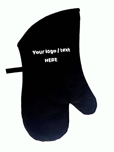 Pet-Jos Personalisierte Ofenhandschuh Custom Küchenhandschuh mit gesticktem Text Logo Geschenk Küchenhandschuhe für die Küche heiße Handschuhe schwarz hitzebeständige Custom Oven Mitt von Pet-Jos