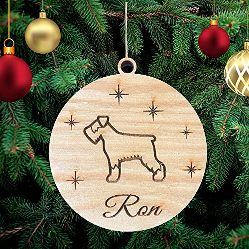 Personalisierte Schnauzer Hund Weihnachtsbaumschmuck Weihnachtsdeko Ornament Weihnachtsdeko aus Holz Weihnachtsbaum Deko Weihnachtsdekoration Ornament Holz Christbaumschmuck mit Hundnnamen von Pet-Jos