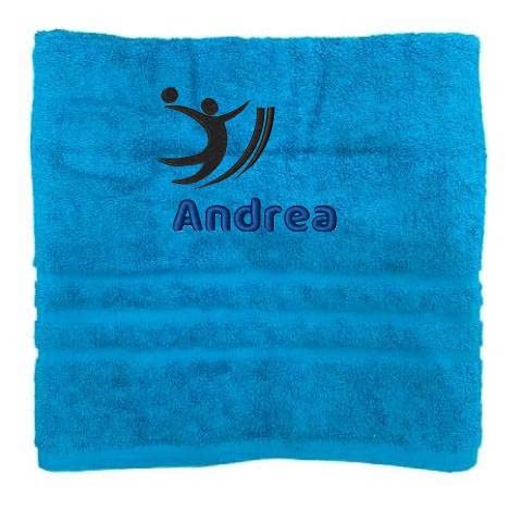 Personalisiertes Badetuch mit Namen Schön gestickter Sport Name Handbadetuch 100% Baumwollhandtuch Sportliche Motive Personalized Custom Towel with Name (140 x 70 cm, Basketball) von Pet-Jos