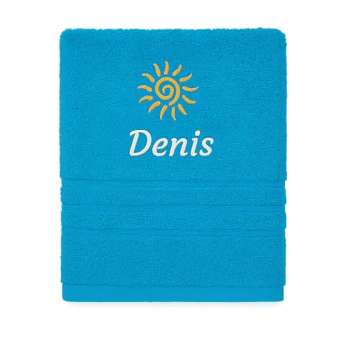 Personalisiertes Handtuch mit Namen Schön gestickter Name Handbadetuch 100% Baumwollhandtuch Personalized Custom Towel with Name (140 x 70 cm, Sonne) von Pet-Jos