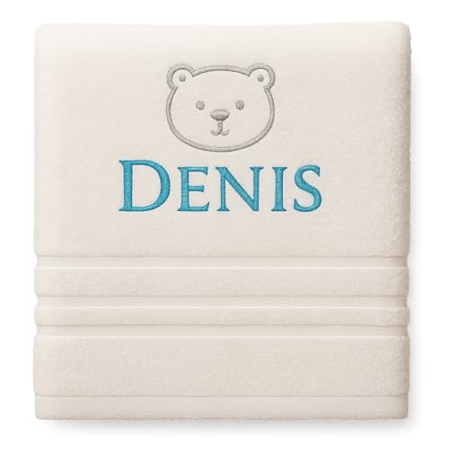 Personalisiertes Handtuch mit Namen Schön gestickter Name Handbadetuch 100% Baumwollhandtuch Personalized Custom Towel with Name (140 x 70 cm, Teddybär1) von Pet-Jos