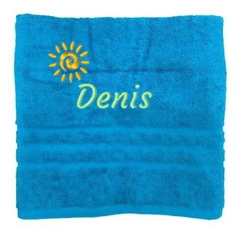 Personalisiertes Handtuch mit Namen Schön gestickter Name Handbadetuch 100% Baumwollhandtuch Personalized Custom Towel with Name (100 x 50 cm, Sonne) von Pet-Jos