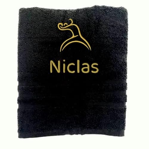 Personalisiertes Handtuch mit Namen Schön gestickter Sport Name Handbadetuch 100% Baumwollhandtuch Sportliche Motive Personalized Custom Towel with Name (100 x 50 cm, Box) von Pet-Jos