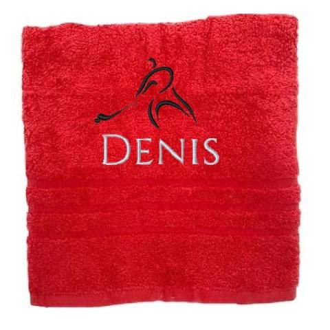 Personalisiertes Handtuch mit Namen Schön gestickter Sport Name Handbadetuch 100% Baumwollhandtuch Sportliche Motive Personalized Custom Towel with Name (100 x 50 cm, Eishockey) von Pet-Jos