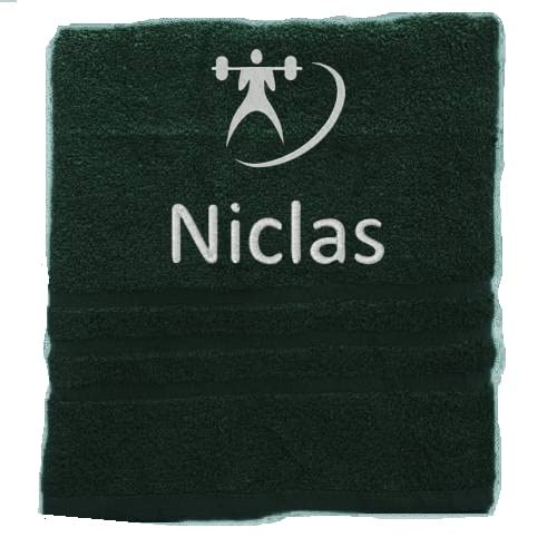 Personalisiertes Handtuch mit Namen Schön gestickter Sport Name Handbadetuch 100% Baumwollhandtuch Sportliche Motive Personalized Custom Towel with Name (100 x 50 cm, Gewichtheben) von Pet-Jos