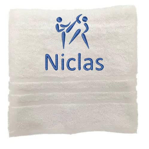 Personalisiertes Handtuch mit Namen Schön gestickter Sport Name Handbadetuch 100% Baumwollhandtuch Sportliche Motive Personalized Custom Towel with Name (100 x 50 cm, Judo) von Pet-Jos