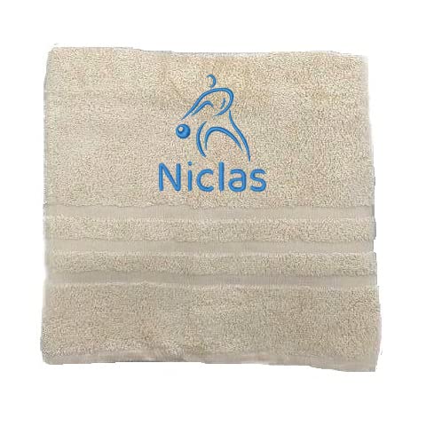 Personalisiertes Handtuch mit Namen Schön gestickter Sport Name Handbadetuch 100% Baumwollhandtuch Sportliche Motive Personalized Custom Towel with Name (140 x 70 cm, Basketball Spieler) von Pet-Jos