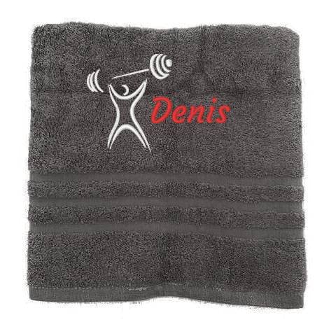 Personalisiertes Handtuch mit Namen Schön gestickter Sport Name Handbadetuch 100% Baumwollhandtuch Sportliche Motive Personalized Custom Towel with Name (140 x 70 cm, Fitness) von Pet-Jos