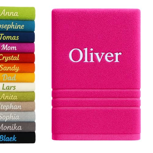 Pet-Jos Badetuch mit Namen Bestickt Duchtuch Geschenk Badetuch 140x70 cm (Pink) von Pet-Jos
