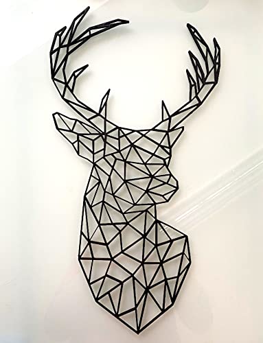 Pet-Jos GROSS Hirsch 70-100 cm Wanddeko Holz Hirschköpfe Deko Wanddekoration Deer Wooden Wall Decoration Wall Art Geometrische Wandkunst Hängende Dekoration (100 cm hoch) von Pet-Jos