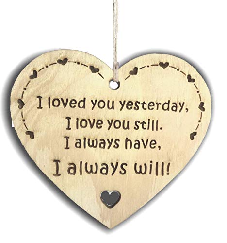 Pet-Jos Geschenk für sie Geschenk für Ihn I Love You still Holzschild Herz Schild Dekoschild 10 x 10 cm Spruch Geschenk Holz Geschenk EIN von Pet-Jos