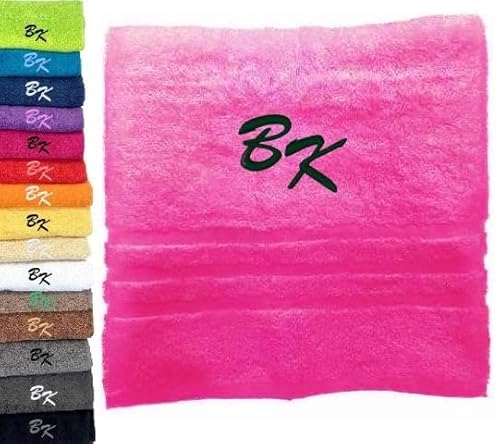 Pet-Jos Personalisiertes Handtuch mit Monogramm, wunderschön gestickte Buchstaben oder Namen, Monogramm-Handtuch Badetuch, 100 % Baumwolltuch (100 x 50 cm, rosa) von Pet-Jos