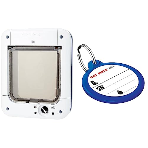 Cat Mate Mikrochip Katzenklappe weiss & elektronische I.D.-Marke ID Disc von Petmate
