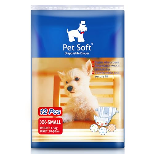 Pet Soft Einweg-Hundewindeln für Hündinnen 12 Stück, Hochsaugfähige Katzen Hunde Windeln für Hündinnen Inkontinenz, Läufigkeit, Harnwege Pet Soft Einweg-Hundewindeln für Hündinnen 12 Stück, Hochsaugfähige Katzen Hunde Windeln für Hündinnen Inkontinenz, Läufigkeit, Harnwege von Pet Soft