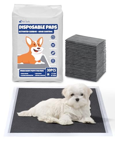 Pet Soft Einwegtrainingsunterlagen Welpenunterlagen, Super Saugfähig Trainingspads für Hunde und Welpen, Inkontinenzunterlage Einweg mit Kohlenstoff zur Geruchskontrolle (45*60 cm,30 Stück) von Pet Soft