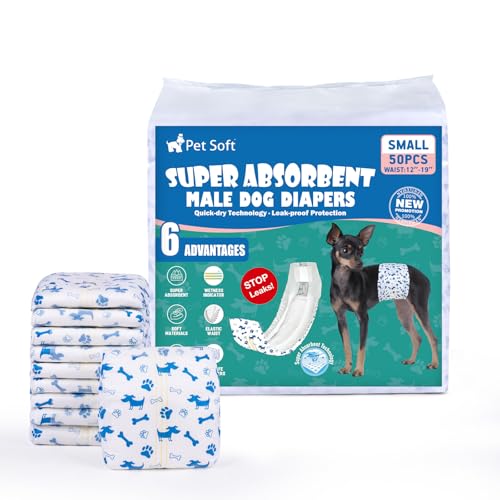 Pet Soft Hundewindeln für Rüden, 50 Stück Einweg-Windeln für Rüden, Hochsaugfähige Rüdenwindeln mit Nässeindikator und Auslaufsicher (S-50 Stück) Pet Soft Hundewindeln für Rüden, 50 Stück Einweg-Windeln für Rüden, Hochsaugfähige Rüdenwindeln mit Nässeindikator und Auslaufsicher (S-50 Stück) von Pet Soft