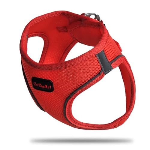 PetTagArt Air Mesh Step-In Hundegeschirr, Hundegeschirr Air Mesh extra leicht & weich in verschiedenen Größen (XL, Lachsrot) von Pet Tag Art