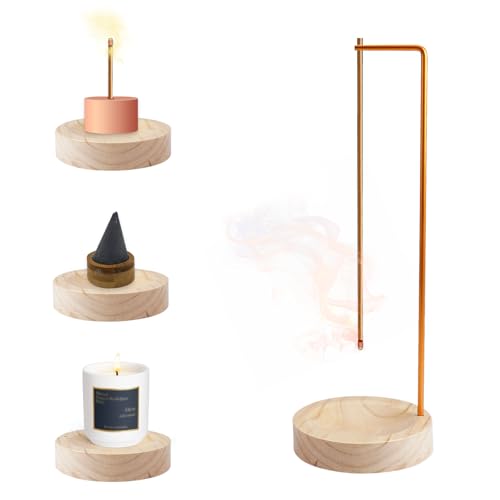 2-in-1 Räucherstäbchenhalter, Holz Basis Incense Holder, Räucherstäbchen Halterung Modern Design, Halter für Räucherstäbchen Rund Basis, Umgedrehter Räuchergefäß für Yoga, Meditation, Home, Deko von PetGlimmer