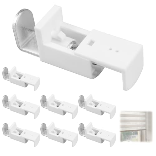 8 Stück Plissee Ersatzteile Klemmträger, Kein Bohren Erforderlich Klemmträger Plissee Halterung, Verstellbereich 20 mm Doppelrollo Klemmträger Metall, Klemmträger für Plissee und Duo Doppelrollo von PetGlimmer