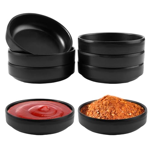 PetGlimmer 6 Stück Schwarz Dip Schälchen Set, Schwarz Rund Sojasauce Schälchen, Mini Rund Dip Sojasauce für Dips, 8.7 cm x 2 .5 cm Klein Sushi Schüssel, Mini Dipschale für Saucen Dips Gewürze Snacks PetGlimmer 6 Stück Schwarz Dip Schälchen Set, Schwarz Rund Sojasauce Schälchen, Mini Rund Dip Sojasauce für Dips, 8.7 cm x 2 .5 cm Klein Sushi Schüssel, Mini Dipschale für Saucen Dips Gewürze Snacks von PetGlimmer