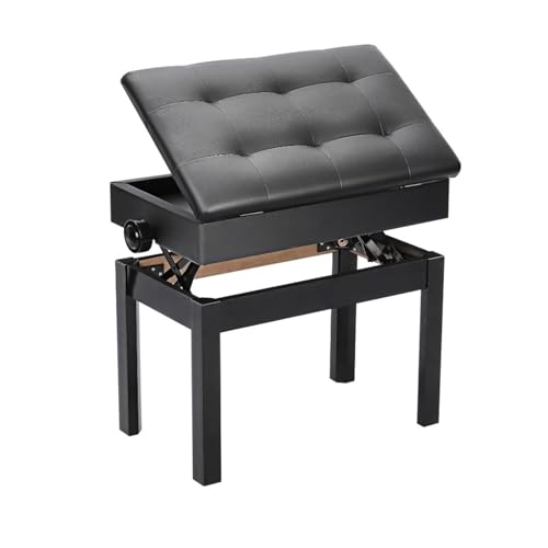 PetHot Klavierhocker Verstellbare Höhe Pianobank 6 x 33.5 x 58 cm Schwarz Klavierhocker PU Leder Gepolsterter Stauraum von PetHot