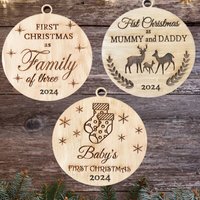 3Er Pack Babys Erstes Weihnachten, Weihnachten Holzdekoration Baum, Hängende Dekoration Holz Als Familie, Neugeborene Baby von PetJos