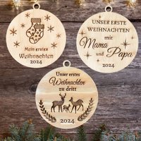 3Er Pack Babys Erstes Weihnachten, Weihnachten Holzdekoration Baum, Hängende Dekoration Holz Als Familie, Neugeborene Baby von PetJos