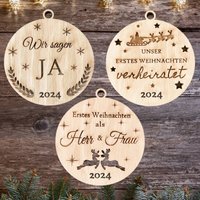 3Er Pack Erstes Weihnachten Als Herr Und Frau, Verheiratet, Holzdekoration Baum, Paar Geschenk Hängende Dekoration Weihnachtsgeschenk Paare von PetJos