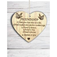 Freundschaft - Beste Freunde Plaque, Holz Hängen Herz Zeichen, Geschenk Für Ihren Besten Freund, Zitat von PetJos