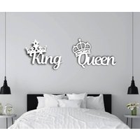 Grande Décoration King & Queen En Bois, Jusqu'à 90 cm, Décoration Murale, Décoration, Art Mural, Moderne, De Chambre À Coucher von PetJos