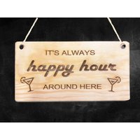 Happy Hours Zeichen Hängen Holz Plaque Wand Kunst Lustige Holzschild Natürliche Home Dekoration Party Bar Alkohol von PetJos