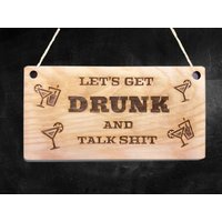 Lassen Sie Uns Betrunken Zeichen Hängen Holz Plaque Wand Kunst Lustige Natürliche Home Dekoration Party Bar Alkohol von PetJos