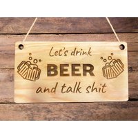 Lassen Sie Uns Trinken Bier Zeichen Hängen Holz Plaque Wand Kunst Lustige Schild Natürliche Home Dekoration Party Bar Alkohol von PetJos