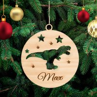 Personalisierte Weihnachtsdekoration Aus Holz, Dinosaurier Weihnachtsbaum Moderne Dekoration, Hängende Benutzerdefinierter Name von PetJos