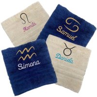 sternzeichen Handtuch, Personalisiertes Handtuch Mit Namen, Astrologie Benutzerdefinierte Handtücher Besticktes Weihnachtsgeschenk von PetJos