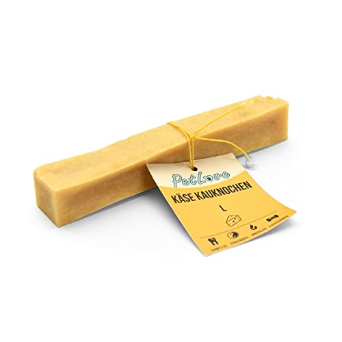 PetLove Hartkäse für Hunde • 100% natürlicher Kauknochen aus Käse • Kaukäse Hund • Kauspaß & Zahnpflege • Ideal für unterwegs • Größe L: 80-110g von PetLove