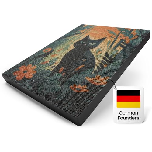 Kratzbrett für Katzen: XL 40 cm x 30 cm Selbstklebende natürliche Anti rutsch Kratzpappe - Ideal für Ecken, Möbel oder Wand. kratzbretter Katze, kratzmatte Katz (Jungle Cat) von PetNovia