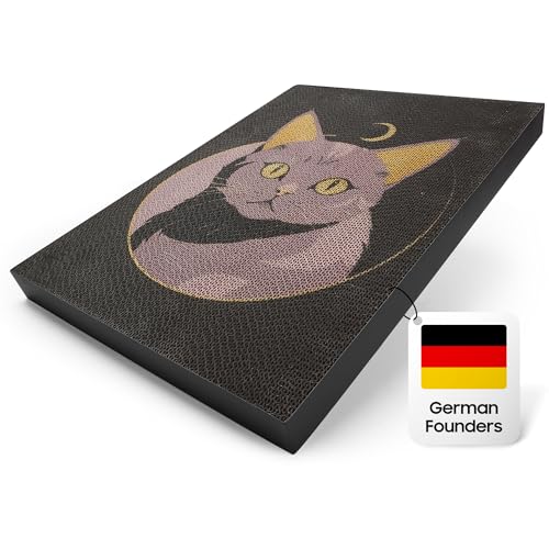 Kratzbrett für Katzen: XL 40 cm x 30 cm Selbstklebende natürliche Anti rutsch Kratzpappe - Ideal für Ecken, Möbel oder Wand. kratzbretter Katze, kratzmatte Katz (Magische Katze) von PetNovia