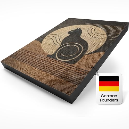 Kratzbrett für Katzen: XL 40 cm x 30 cm Selbstklebende natürliche Anti rutsch Kratzpappe - Ideal für Ecken, Möbel oder Wand. kratzbretter Katze, kratzmatte Katz (Mondgöttin) von PetNovia