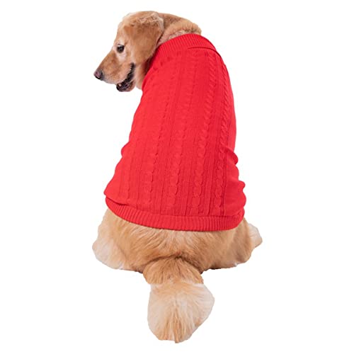 Hundepullover Strickwege Haustiermäntel Hunde Winterkleidung Hundekleidung & Accessoires Einfache Twist Retro -Kabel High -Kragen Haustierpullover Big Dog Golden Retriever Kleidung Warmes von PetPhindU