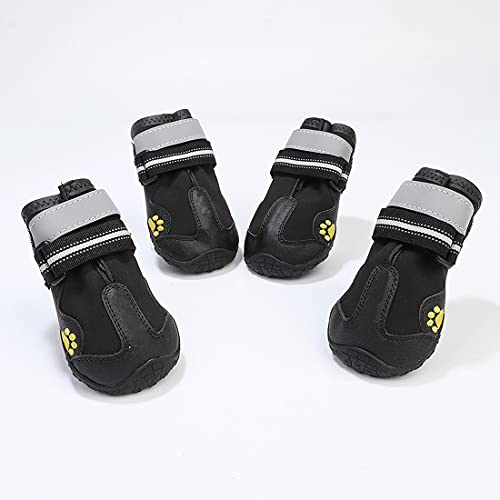 PetPhindU Hund Stiefel Griffige Wasserdichten Outdoor-Schuhe für Hunde mit Reflecive Band für Mittelgroße Bis Große Hunde 4pcs Golden Retriever Labrador Samojeden Collie von PetPhindU