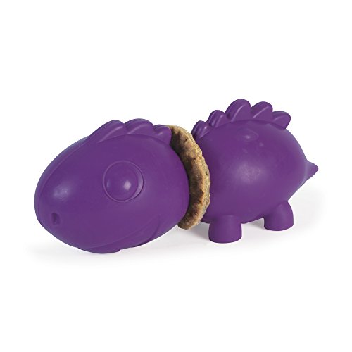 PetSafe Busy Buddy Dinosaurier, Kauspielzeug mit Snackring für Hunde, Für kleine Hunde von 5-10 kg geeignet, Größe S, Lila von PetSafe