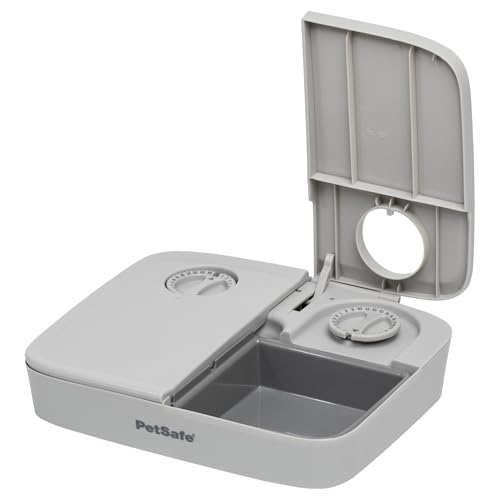 PetSafe Futterautomat für 2 Mahlzeiten, Haustiersicheres Design, Für trockenes Hunde und Katzenfutter, Grau, 1 Stück (1er Pack). von PetSafe