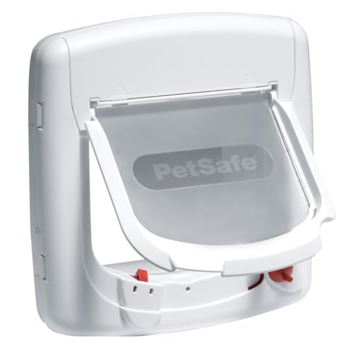 PetSafe Staywell Magnetische Katzenklappe Deluxe, Magnet-Schlüssel gibt nur Ihrer Katze Zugang - hält fremde Tiere draußen, mit 4 Verschlussoptionen, für Katzen bis zu 7 kg, Weiß von PetSafe